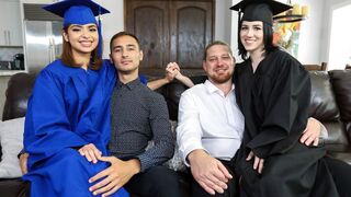 Dads screwed their step-daughters hard for graduation, a taboo thrill