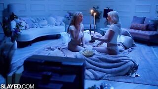 Besties Skye and Blake, full of contrasts, indulge in sensual lesbian sex