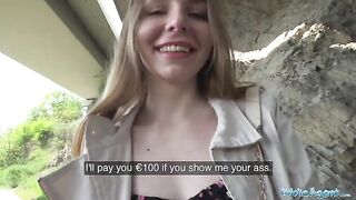 Long-haired Ukrainian girl has sex with stranger for money outdoors