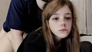 A cute girl is fucking with her roommate in a slow pace