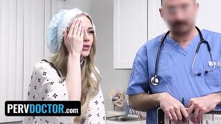 Religious teen Emma Starletto gets checked by a doctor after intense action