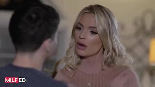 A good boy is rewarded with sex by his sexy stepmom in a steamy MILFED scene