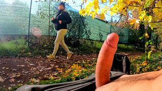 Public titty fuck with a horny MILF in the park