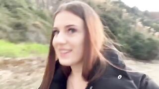 A girl was fucking with a guy on the beach and their friends saw