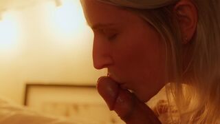 A hot blonde gives her husband a passionate massage before sex
