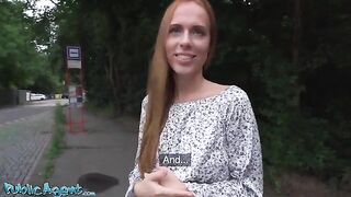 Redhead girl gets fucked in her ass on a tinder date outdoors
