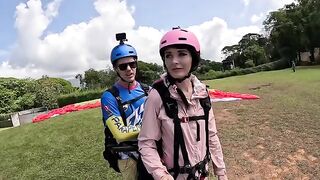 Squirt orgasm while paragliding in the sky over Costa Rica