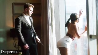 Curvy Kazumi dominated, gagged and spanked in intense scene