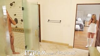 Athena Faris sneaks into the shower with her stepdad in a provocative scene