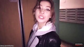 Cum on panties while walking on the street