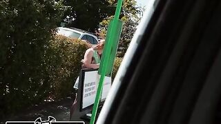 Harper Red gets picked up on the street by Bang Bus