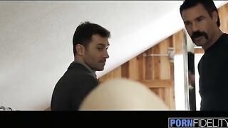 Babe Lily Love fucked by two cocks hard