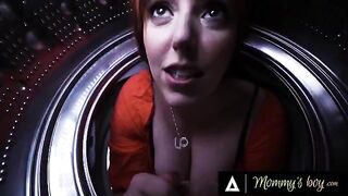 A stepmom, stuck in the washing machine, gets rescued by her stepson and his girlfriend