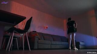 A girl became a sex-android and fucks with a dildo in her wet pussy