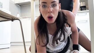 The janitor girl is too horny to clean the house