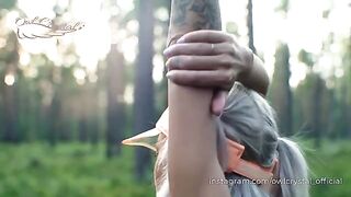 A hot blonde gets lost while jogging in the woods and meets a guy
