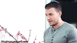 Two sexy masseuses serve their client with Whitney Wright in a steamy scene