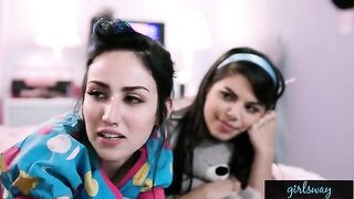 Retro sleepover with two porn stars, Gina Valentina and Gianna Dior, in a classic setting
