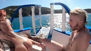 Barefoot beauty has sex on the boat and gets caught