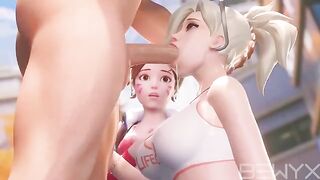 Mercy teaches DVA to deepthroat in this hot Overwatch 3D porn