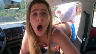A chick got fucked hard in the car on a public parking lot!