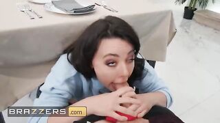 Whitney Wright is too horny to wait for dessert, sneaking under the table for a naughty surprise