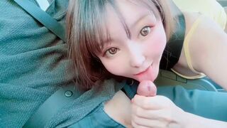 The juicy girl gets fucked in the car and comes with cream