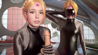 Atomic Heart cosplay with a hot blonde in a steamy scene