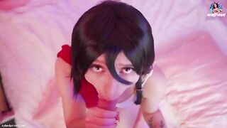 Mikasa Ackerman gets her pussy smashed by a huge cock in this hot video