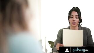 Busty lawyer Vanessa Sky gets fingered by girlway