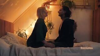 The couple enjoys romantic and sensual sex at home