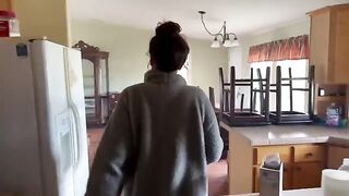 The cute girl tried to negotiate with her pregnant landlord for a better deal
