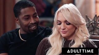 Kenna James gets a double portion of cock in her mouth and pussy in a hot threesome