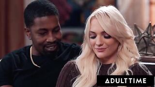 Kenna James gets a double portion of cock in her mouth and pussy in a hot threesome