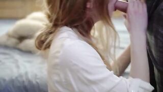 Fur coat sex with a hot slut and cum shot