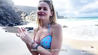 A girl with a luxurious ass was fucked on the beach
