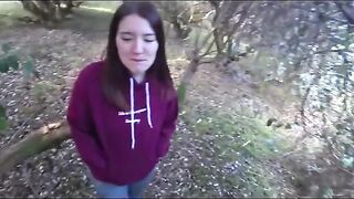 Sex in the garden with a pretty brunette and her young neighbor