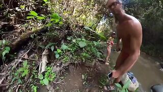 Girl was fucked by her boyfriend in the jungle river