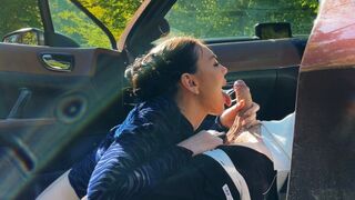 First public sex in a car with a stunning brunette