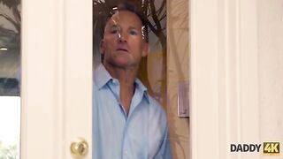 A mischievous girl is having fun with her boyfriend’s stepfather in Daddy4K style