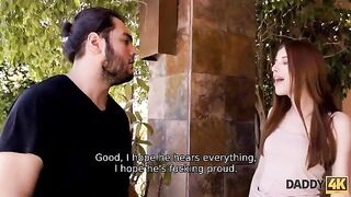 The skinny girl got fucked by her boyfriend’s dad, fulfilling a wild fantasy
