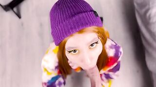 Redhead beauty showed her ass after giving a blowjob, it was amazing!