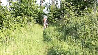 Babe fucked hard by a guy with big cock in the forest