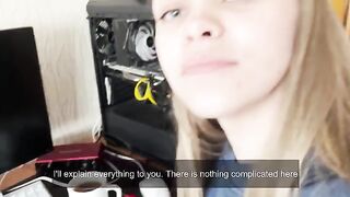 The girl studies anatomy in practice with her boyfriend