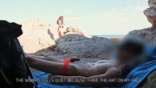 Girl was jerked off on the beach and she couldn't resist to make me cum
