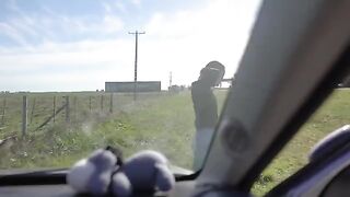 Petite teen slut gets fucked hard on our road trip and swallows cum