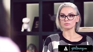 A busty counselor, Kenzie Taylor, helps an Asian couple with their marriage issues