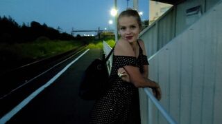 The confused girl waited for the train and got a cock and creampie in public