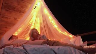 A couple has a gentle and romantic sex on the nature