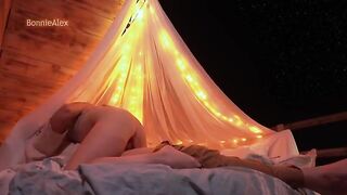 A couple has a gentle and romantic sex on the nature